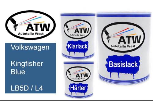 Volkswagen, Kingfisher Blue, LB5D / L4: 1L Lackdose + 1L Klarlack + 500ml Härter - Set, von ATW Autoteile West.